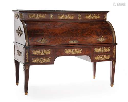 A French Empire-style gilt-bronze mounted cylinder desk