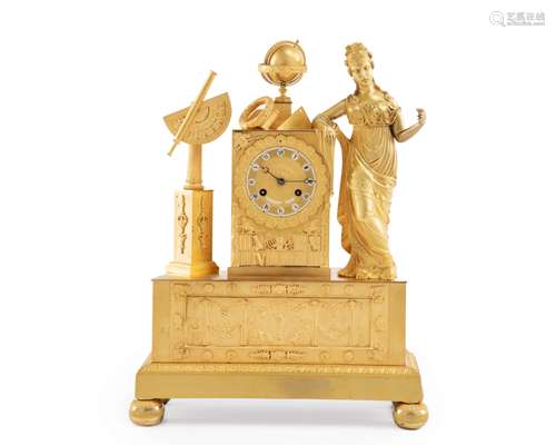 A French Charles X gilt-bronze figural clock