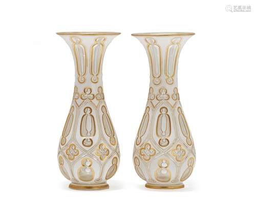 A pair Bohemian cut-glass vases