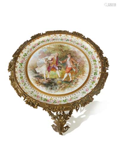 A gilt bronze-mounted Sevres porcelain side table