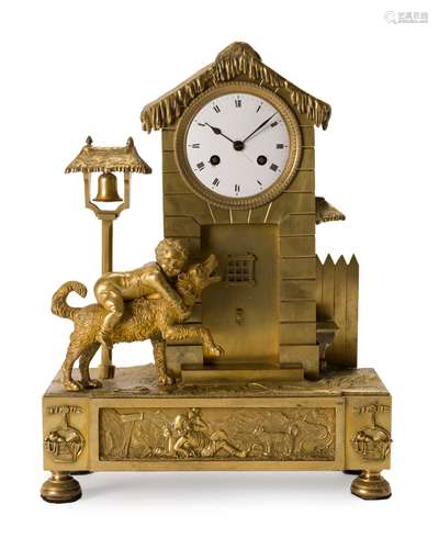 A French figural gilt-bronze clock