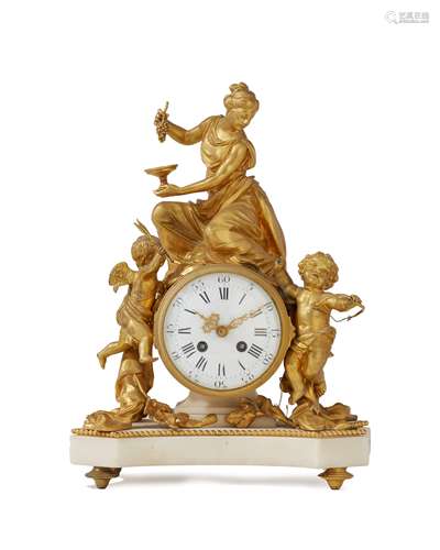 A French figural gilt-bronze table clock