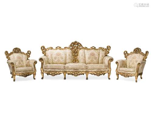 A Continental carved giltwood parlor suite