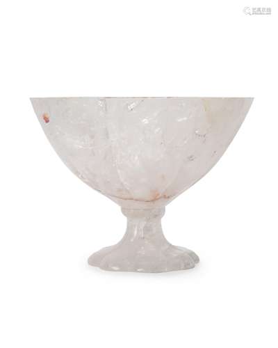 A hand-carved and polished rock crystal footed bowl