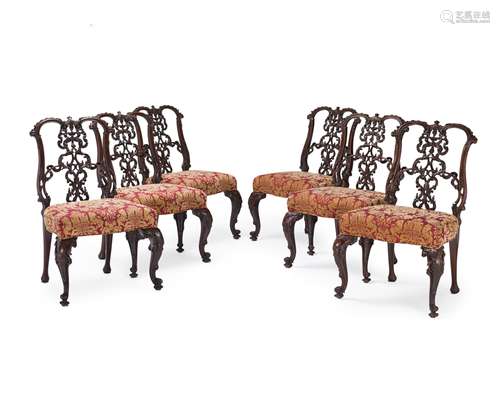 A set of six Continental carved wood side chairs