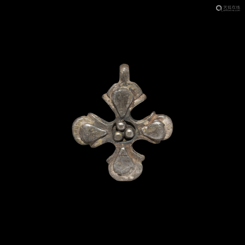 Byzantine Silver Cross Pendant with Faces