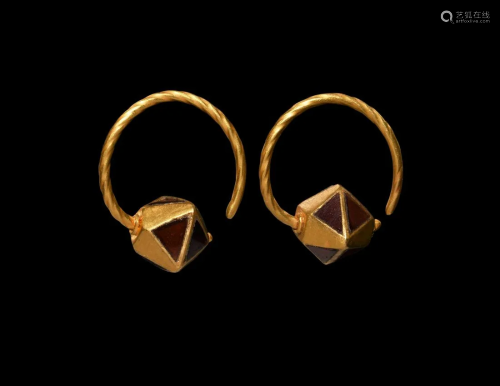 Merovingian Gold and Garnet Earring Pair