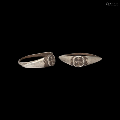 Medieval Silver Ring with Crusader Cross