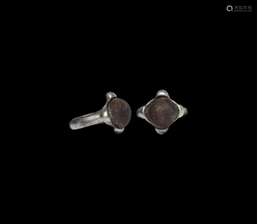Viking Rus Silver Ring with Cabochon