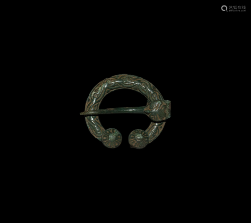 Viking Penannular Brooch with Beast Mask