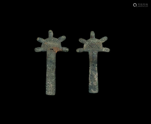 Visigothic Radiate-Headed Brooch Pair