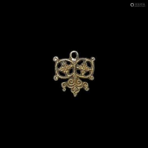 Medieval Gilt Silver Floral Mount