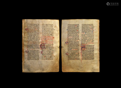 Medieval French Folio Bible Leaf on Vellum