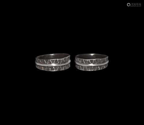 Viking Silver Ring with Stamped Chevrons