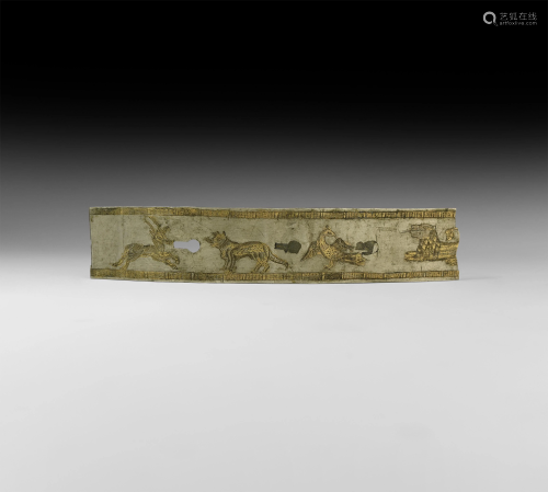 Medieval Gilt Silver Belt Section with Animals