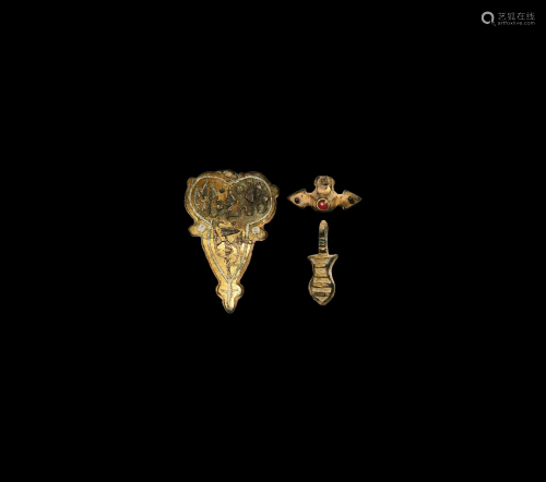 Medieval Gilt Pendant and Mount Group