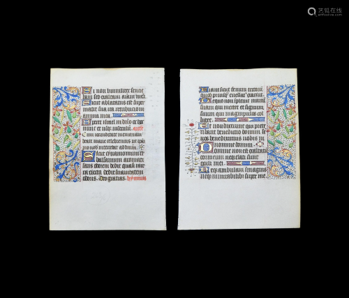 Medieval French Book of Hours Manuscript…