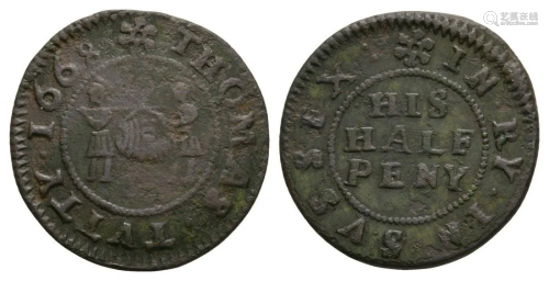 17th C - Sussex - Rye - Tutty - Token Halfpenny