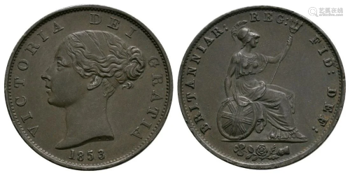 Victoria - 1853 YH - Halfpenny