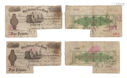 Stockton on Tees Bank - 1882 & 1884 - £5 …