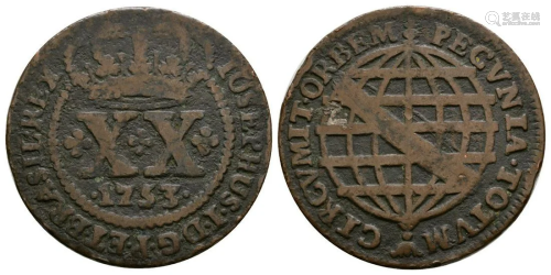 Brazil - Jose I - 1753 - 20 Reis