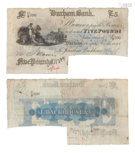 Durham Bank - 16 June 1891 - £5
