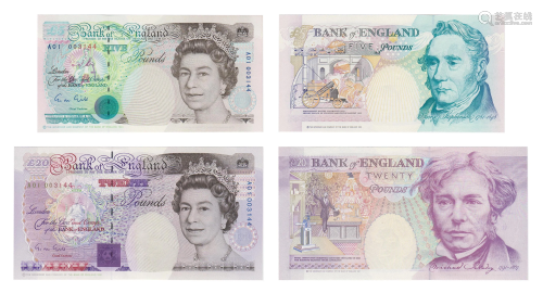 BoE - 1990-1992 Issue - £5 & £20 Matching…