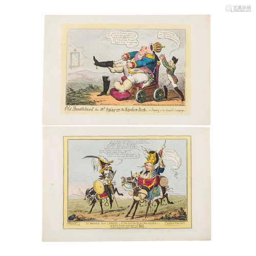 CRUIKSHANK, GEORGE (1792-1878), 2 Karikaturen,1x 