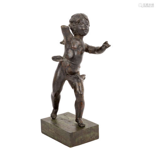 BILDHAUER 19./20. Jh., Putto,Metallguss, in Bronzeart patiniert, vollplastische Figur eines