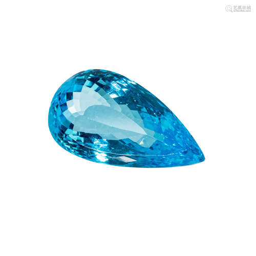 Loser Blautopas, 46,4 ct.,29,75 x 16 x 11 mm, behandelt, facetierter Tropfen.Loose blue topaz, 46.