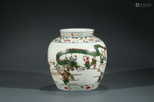 A CHINESE WUCAI 'HUNDRED BOYS' JAR