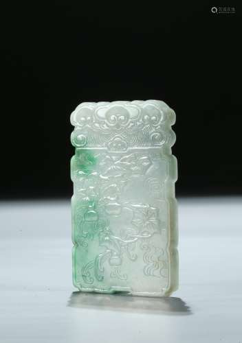 A JADEITE CARVED 'DOUBLE GOURDS' RECTANGULAR PLAQUE