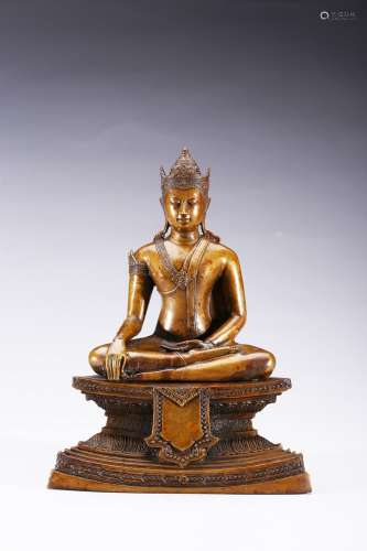 A BRONZE FIGURE OF SEATED BODHISATTVA