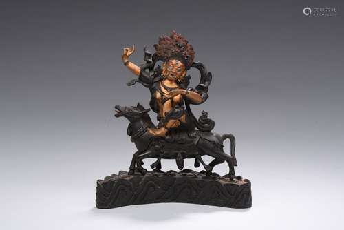 A GILT AND PAINTED FIGURE OF PALDEN LHAMO