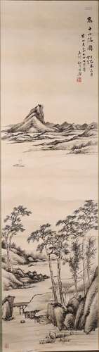 A CHINESE INK ON PAPER LANDSCAPE PAINTING, FANG QI