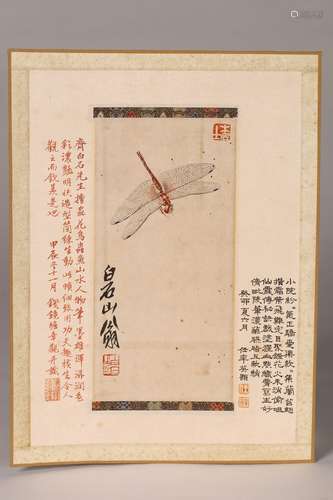 A COLOR AND INK 'DRAGONFLY' PAINTING, QI BAISHI(1864-1957)