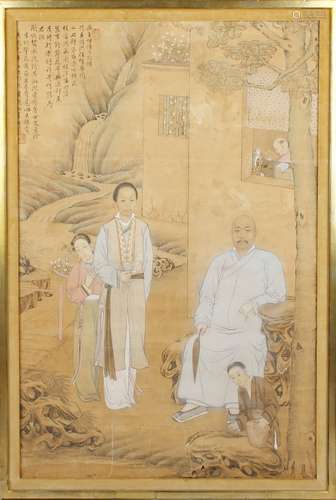 A CHINESE INK AND COLOR 'FIGURES' PAINTING