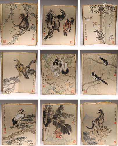 COLOR AND INK 'ANIMALS & BIRDS' ALBUM, XU BEIHONG(1895-1953)