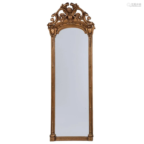 A Gilt Pier Mirror on Marble Top Stand