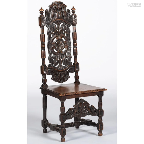 A Continental Carved Oak Chair