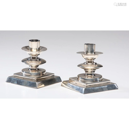 A Pair of Spratling Silver Candlesticks