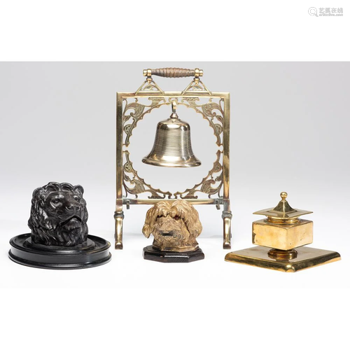 Three Figural Inkwells, Plus