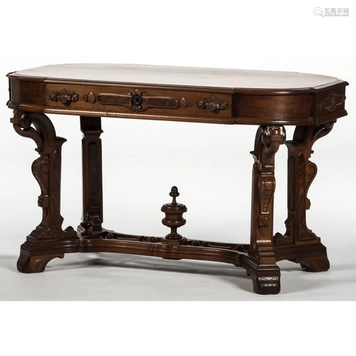 A Victorian Eastlake-style Parlor Table in Walnut