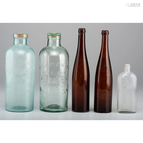 A Group of Glass Medicinal Bottles Including…