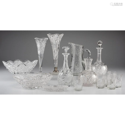 A Group of Cut Glass Vases, Pitchers and …