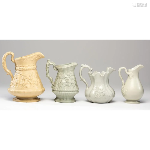 Four English Salt Glazed Pitchers