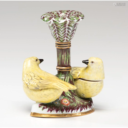 A German Porcelain Double Bird-Form Trinket Box