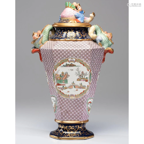 A Mason's Ironstone Lidded Urn