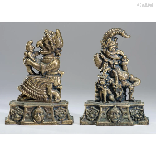 A Pair of Cast Metal Punch and Judy Doorstops