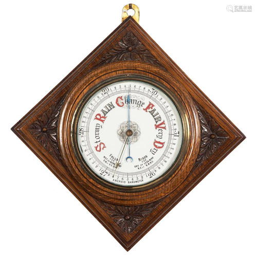 A Victorian Wooden Mounted Barometer